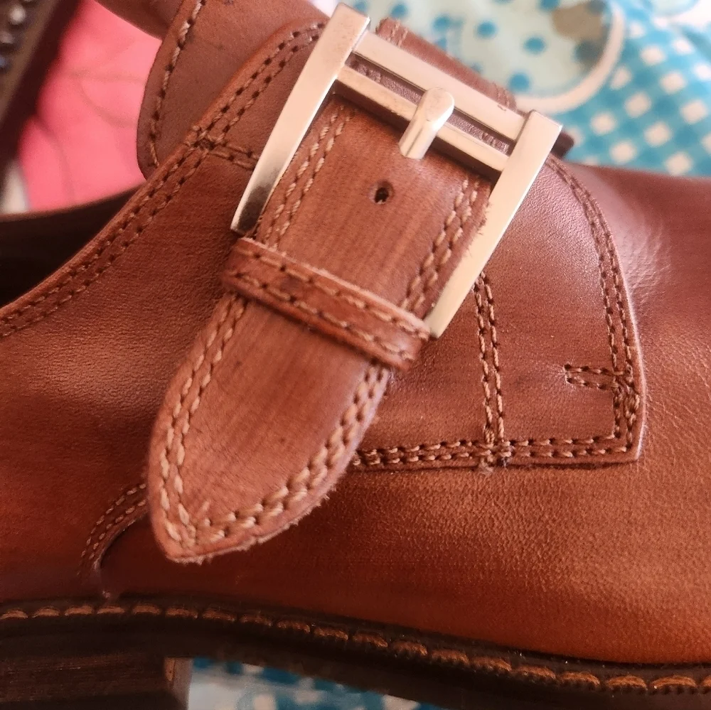 JOSEPH ABBOUD LEATHER SHOES Monk Strap BUCKLE Size 8.5 New